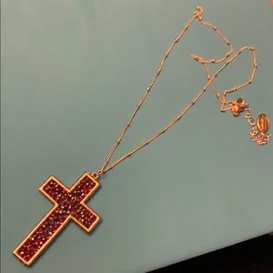 NWT Beaded wire cross on chain with beads 18”